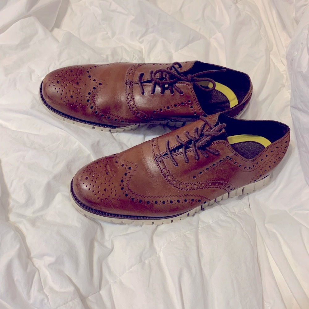 Cole Haan Men's Zerogrand Wing Oxford British Tan Ankle-High Leather Shoes